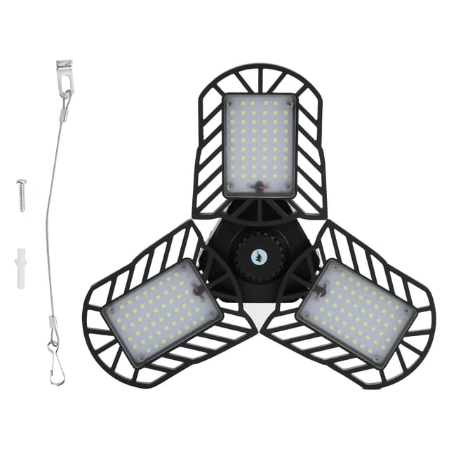 60-w-led-werkstatt-/garagenlampe, 90° Verstellbar, Mit Sicherheitskabel, 85–265 V, E26/e27, 6000 Lm, 3 X 52 Leds, 2835