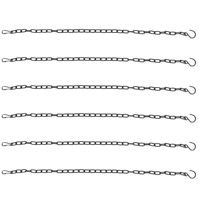 Set Mit 6 Eisernen Aufhängeketten Für Blumentöpfe Oder Hängeampeln, Aufhängekette Mit Haken, Elektrophoretisch Schwarz, 56,5 Cm