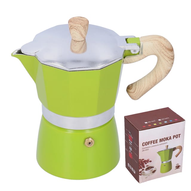 150 Ml Moka-kanne Aus Grüner Aluminiumlegierung Für Gas- Und Ethanolkocher (1 Stück)