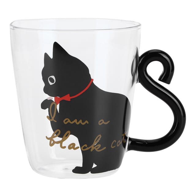 Wiederverwendbarer, Transparenter Becher Aus Borosilikatglas Mit Schwarzem Katzenmotiv, 300 Ml Fassungsvermögen, Geeignet Für Kaffee, Tee, Milch Und Auch Für Kinder. Hitzebeständig.