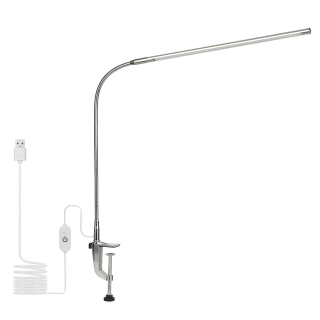 Usb-klemm-schreibtischlampe, Weißes Licht, Touch-steuerung, Dimmbare Leds, Leselampe, Flexibler Beleuchtungswinkel Für Kopfteil Oder Werkbank