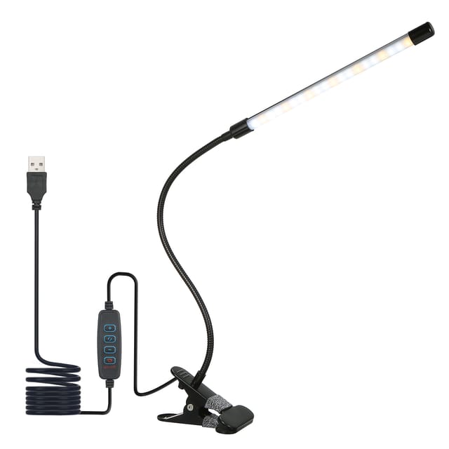 Ansteckbare Led-schreibtischlampe, Flexible, Dimmbare Leselampe Mit 3 Beleuchtungsmodi Und 10 Helligkeitsstufen, Verstellbarer Winkel, Für Den Einsatz Am Bett Und Am Schreibtisch.