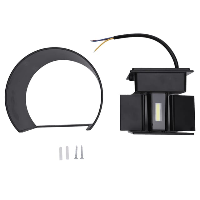 12-w-led-außenwandleuchte, Ip65 Wasserdicht, Aluminiumgehäuse Mit Nach Oben Und Unten Gerichteter Beleuchtung, Ac 85–265 V, Schwarzes Gehäuse, Kaltweißes Licht
