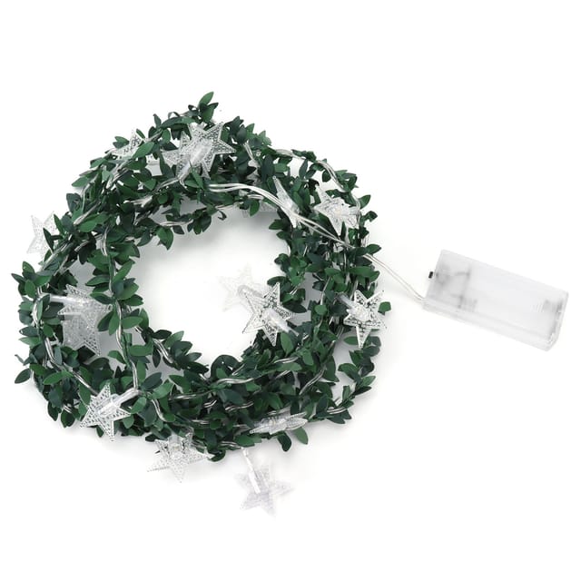 20 Led-sternenlichterketten Mit 5 Zweigen Um Das Rattan, Warmweiße Dekoration