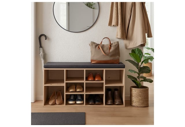 HTI-Living Schuhregal Schuhbank Katja 10 Regalfächer Artisaneiche, Stück 1-tlg., Schuhregal mit Sitzpolster