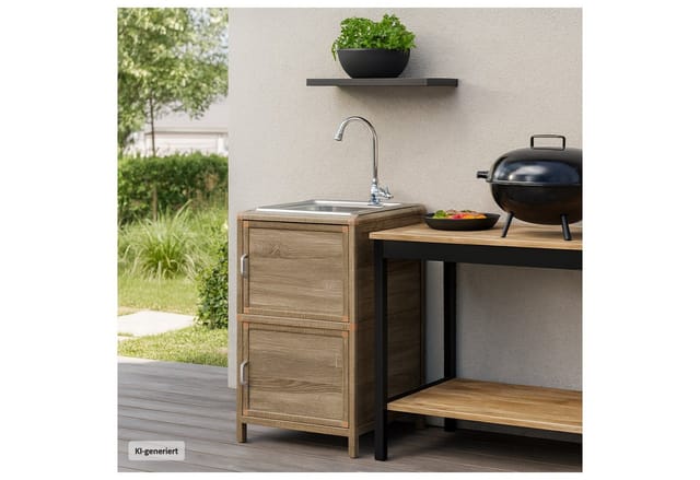 HTI-Living Outdoor-Küchenmodul Outdoorspüle S Gerti Sonoma (Stück, 1-St., 1 Outdoorspüle) Gartenspüle Campingspüle Messespüle