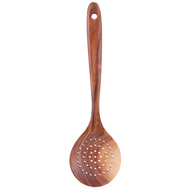 Schaumlöffel Aus Teakholz Mit Langem Griff, Abschöpfsieb, Küchenutensil, Kochlöffel