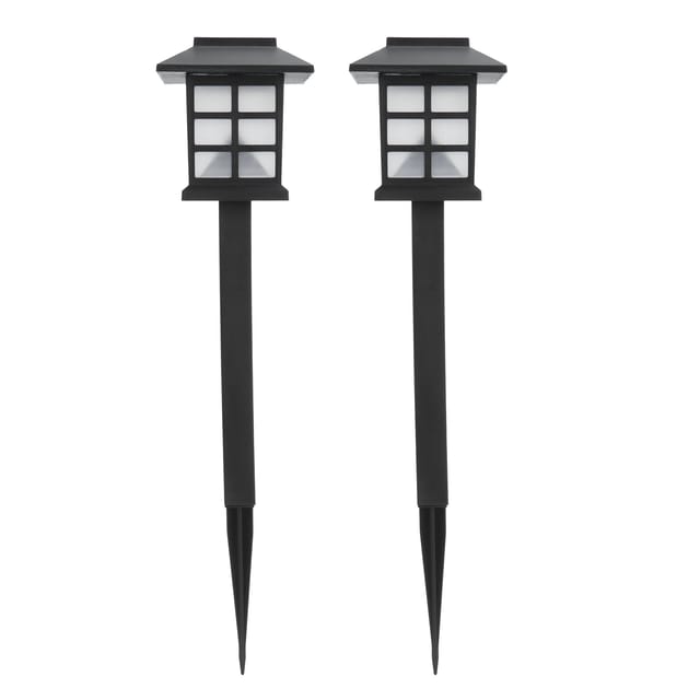 2er-set Wasserdichte Led-solarstrahler Für Rasen, Kleine Hausform, Erdspießleuchten, Wege, Weiß