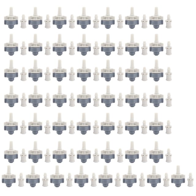 Packung Mit 50 Sprühregnern Und 50 Einfachen Haken Mit Großer, Innenliegender, Konischer Düse Für 4/7"-schläuche, Kunststoff, 3,7 X 2,5 Cm