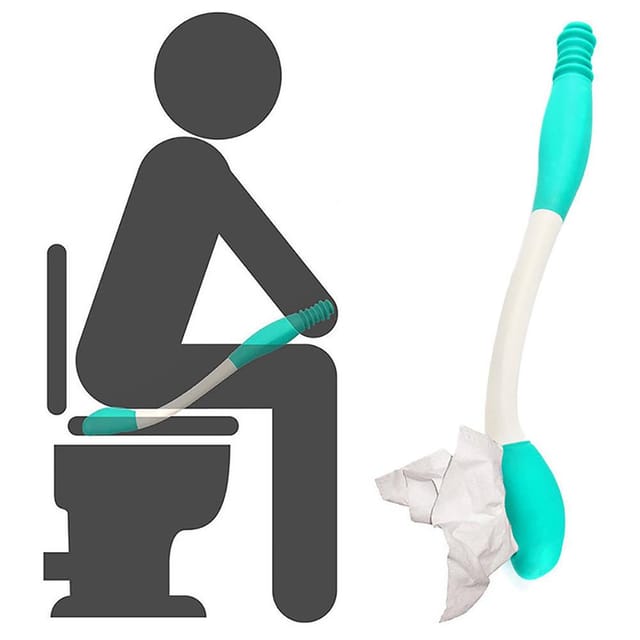 40 Cm Langer, Grüner Toilettenwischstab Aus Kunststoffgummi Für Senioren Und Schwangere, 40 Cm Langer Griff, 1 Hygienehilfe