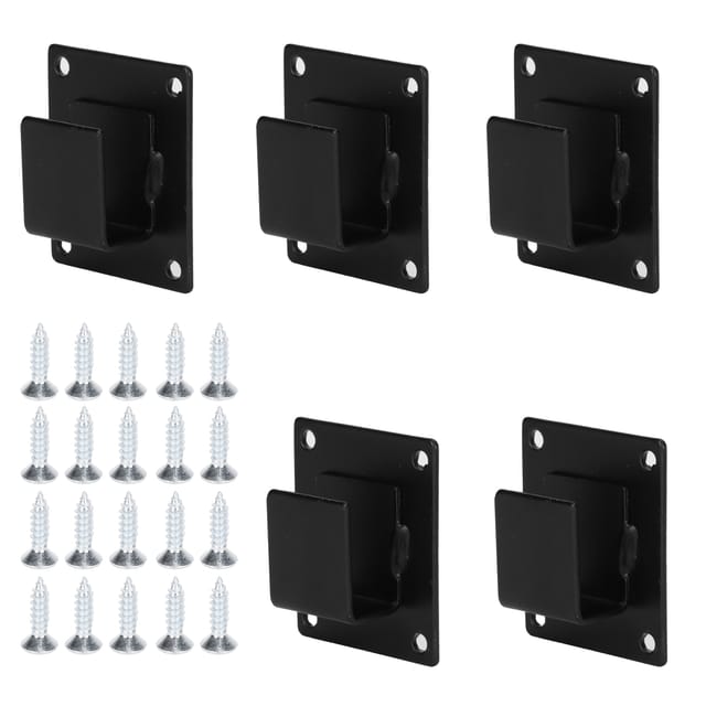 Set Mit 5 Schwarzen Edelstahl-wandhalterungen Für 15x30 Mm Rechteckrohre, Hängeregal Inklusive Schrauben