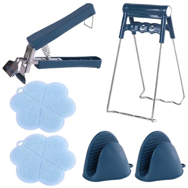 Set Aus 6 Silikon-schüsselzangen, Tellerzangen, Verdickten Handschuhen Und Isolierten Kochsets Für Die Heimische Küche