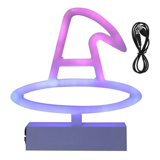 Neonreklame In Form Eines Hexenhuts, Usb-betrieben, Batteriebetrieben, Rgb-beleuchtung, Dekoration Für Halloween.