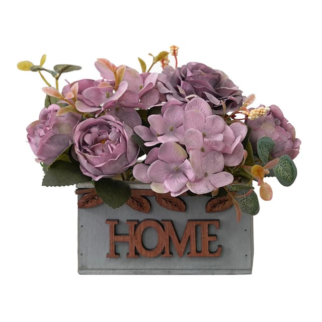 Künstliche Lila Topfblume, Realistische Nachbildung Einer Hortensie/pfingstrose, Dekoration Aus Pp-kunststoff Und Holz Für Garten, Büro, Café