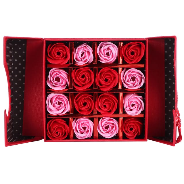 Geschenkbox Mit Rosa Blumen, Pe-farbverlauf Rot, Für Geburtstag, Hochzeit, Valentinstag, Muttertag, Weihnachten, Mit 16 Rosen