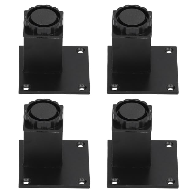 Set Mit 4 Verstellbaren, Schwarzen, Quadratischen Möbelfüßen Aus Aluminiumlegierung, 15 Mm Hoch, Für Sofa Und Sideboard, 60 Mm Breit