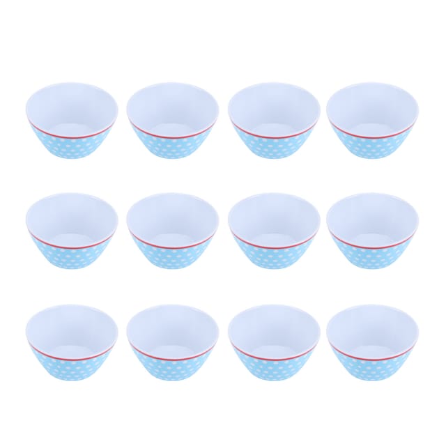 Lot De 12 Bols À Salat 15 Cm Vaisselle Mélamine Bleu Clair À Pois Für Service Und Tisch