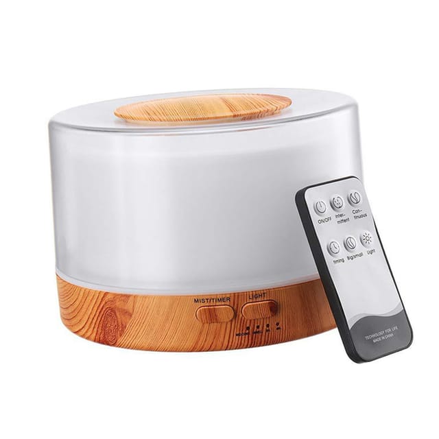 500-ml-ultraschall-diffusor Für Ätherische  Öle Mit Farbigem Licht, Fernbedienung, Timer, Zwei Nebelstufen, Luftbefeuchter Und Aromatherapie