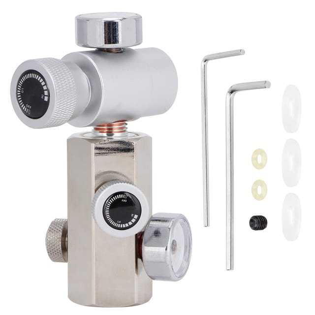 W21.8-g1/2 Co2-zylinderfüllanschlussadapter Mit Überdruckventil Und Manometer, Asa Silber