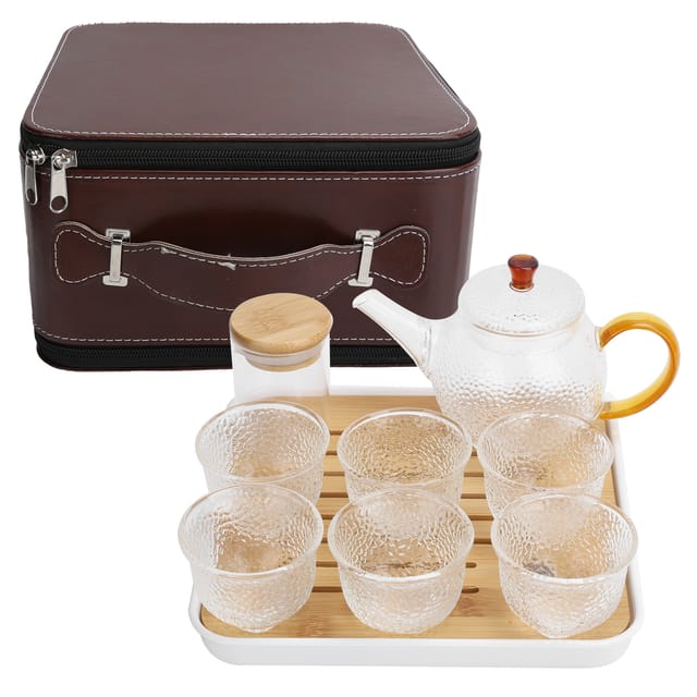 Hitzebeständiges Teekannen-set Aus Borosilikatglas Mit Kleiner Wasserschale Mit Henkel Für Reisen, Zuhause, Büro Und Bar
