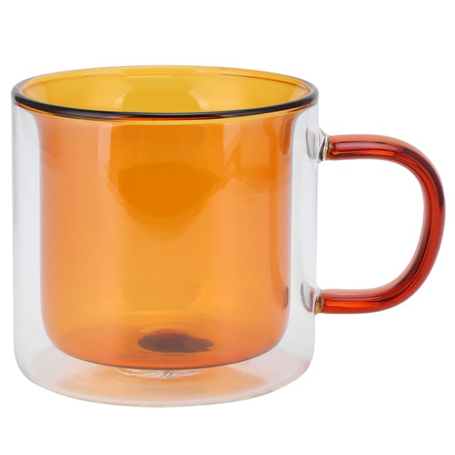 250 Ml Isolierter, Doppelwandiger, Zylindrischer, Transparenter Becher Für Selbstgemachten Latte, Gelb