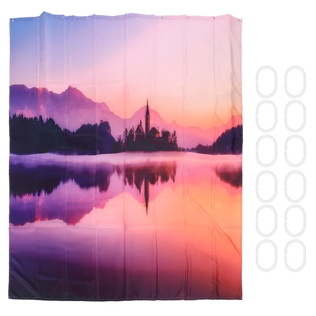 Wasserdichter Duschvorhang Aus Pongee-polyester Mit 12 Ringen, Badezimmerdekoration, 180 X 180 Cm
