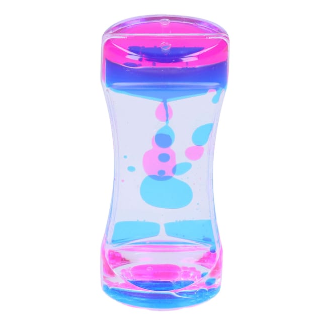 Zweifarbige Blaue Und Rosafarbene Flüssigkeitsblasen-sanduhr, Acryl-tropfuhr, Schreibtischdekoration, Spielzeug, Ölflasche, 14 X 6 X 3,5 Cm, 112 G