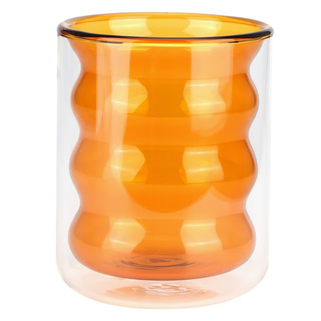 200 Ml Doppelwandiges, Hitzebeständiges Kaffeeglas Aus Borosilikatglas Mit 3d-spiralstruktur An Der Innenwand Für Zuhause, Büro Oder Schule (gelb)