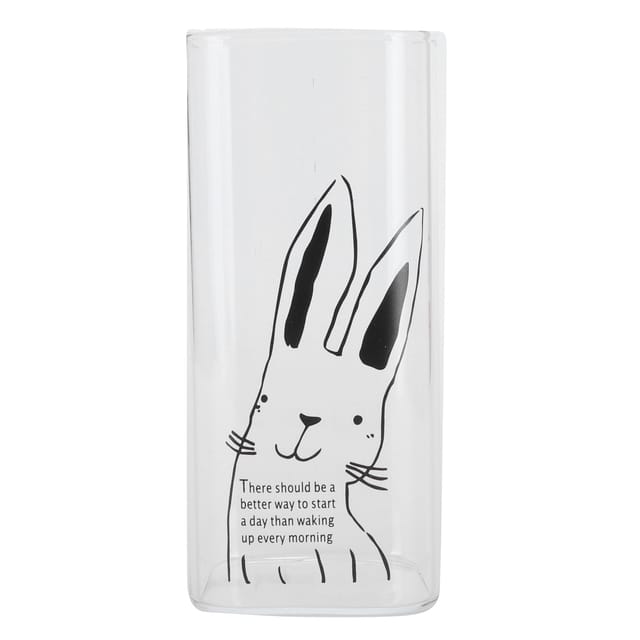 400-ml-milchglas Mit Hasenmotiv Für Tee, Kaffee Und Frühstück, 13,5 X 6 X 6 Cm, Klarglas