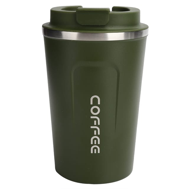 380 Ml Doppelwandiger, Isolierter Edelstahlbecher, Auslaufsicher, Tragbar Für Auto Und Kaffee (grün)