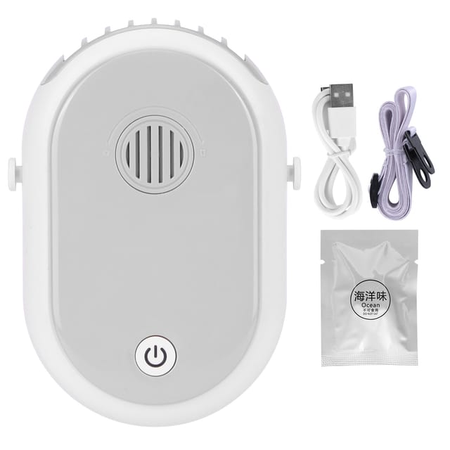 Kleiner Elektrischer Tischventilator Mit 3 Geschwindigkeitsstufen, Tragbar Um Den Hals, Aromadiffusor, Usb-ladefunktion (weiß)