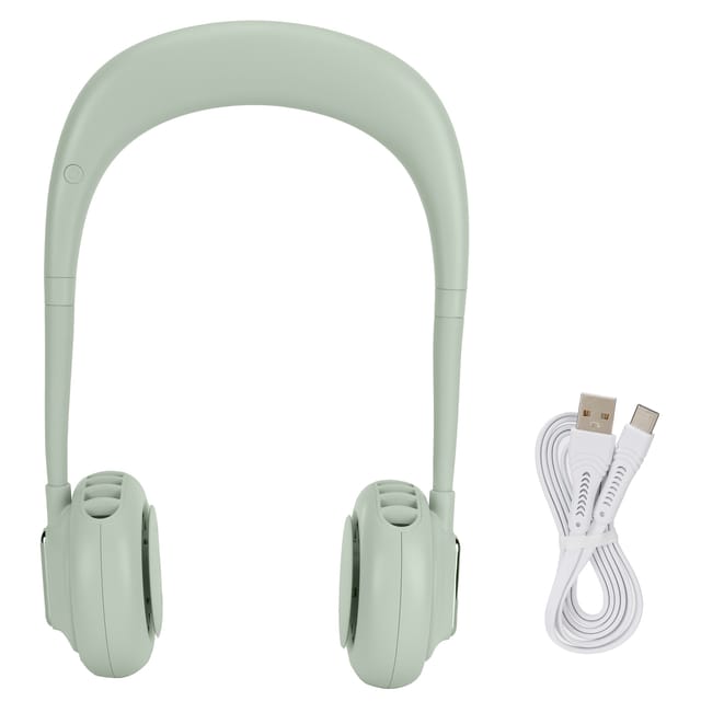 Mini-freisprech-ventilator Mit Usb-aufladbarem Nackenband, 3 Einstellbaren Geschwindigkeiten, Kühlender Grüner Nackenventilator