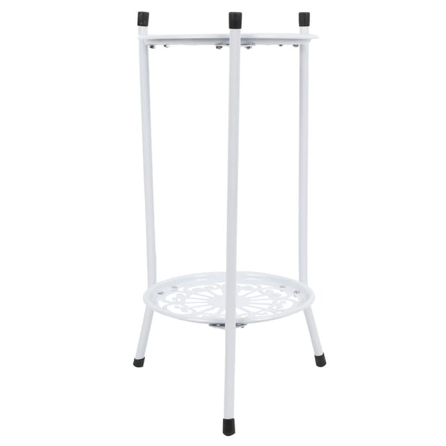 2-stöckiger Pflanzenständer Aus Metall, Blumentopfhalter, Regal, Heimdekoration, Gartenaccessoire, Weiß