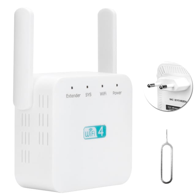 300-mbit/s-wlan-repeater Mit Dualantenne, Signalverstärker, Reichweitenverlängerung, Weiß, 100–240-v-eu-stecker