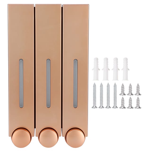 Wandmontierter Flüssigseifenspender Zum Händewaschen, 3 X 420 Ml, Für Bad Und Küche, Gold