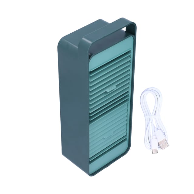 Grüner, Wiederaufladbarer, Elektrischer Tischventilator Mit Zwei Rotierenden Flügeln, Usb-anschluss, Für Büro, Zuhause Und Studentenwohnheim
