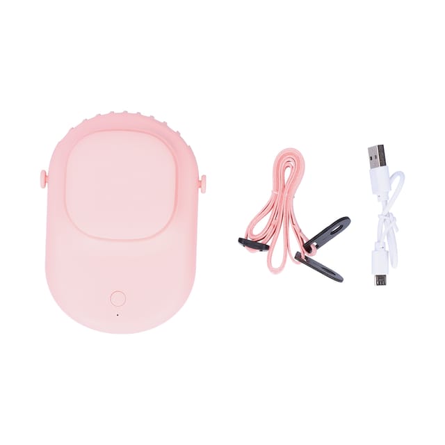 Leiser, Tragbarer Mini-nackenventilator Ohne Rotorblätter Mit 1500-mah-usb-akku Für Zuhause, Büro Und Outdoor-aktivitäten – Rosa Mit Kabel