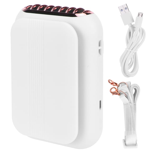 Tragbarer, Geräuscharmer Nackenventilator Mit Usb-aufladung, Elektrischer Taschenventilator Für Outdoor, Büro Und Zuhause, Weiß