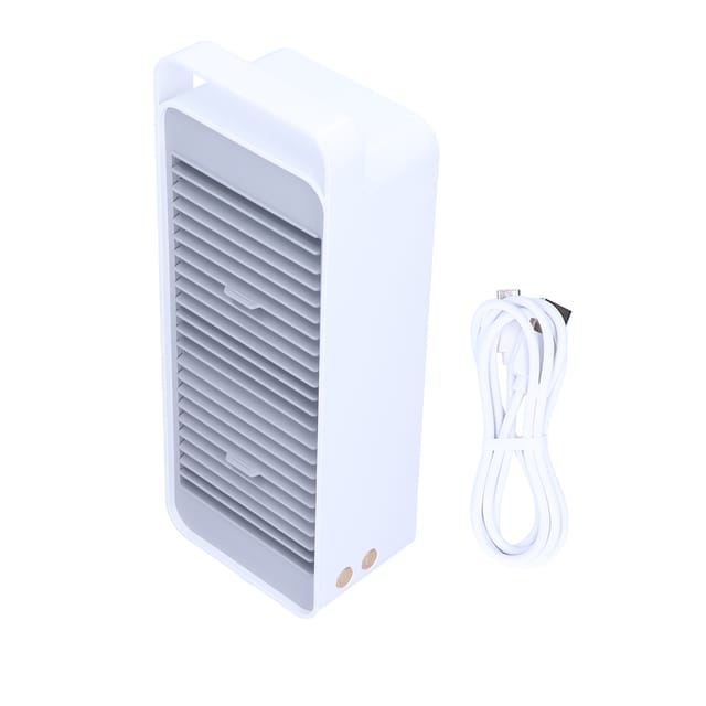 Wiederaufladbarer Usb-doppelturbinen-tischventilator Für Homeoffice Und Schlafzimmer, Weiß