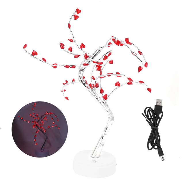 Baumförmige Lichterkette, Kupferdraht, Rotes Pc-gehäuse, 60 Leds, 5 V, Usb-anschluss, Aa-batterie, Schutzart Ip20, Diy-dekoration Für Wohnzimmer, Wohnung, Büro