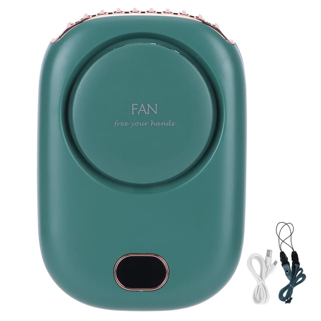 Mini-usb-wiederaufladbarer, Tragbarer, Klingenloser Ventilator Mit Trageschlaufe Für Den Hals, Geeignet Für Outdoor-sport, Reisen, Grün