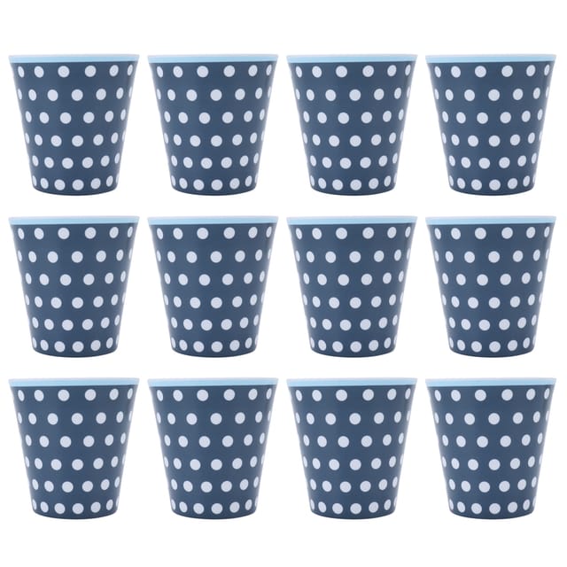 Set Mit 12 Melamin-milchbechern Mit Blauem Punktmuster, Hitzebeständig, Für Den Einsatz Zu Hause Und In Der Gastronomie