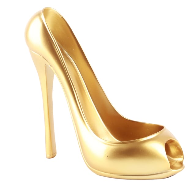 Goldfarbenes, Schuhförmiges Weinregal In Form Eines High Heels, Aus Kunstharz-vinyl, Für Die Heimdekoration, 20 X 10 X 19 Cm, 673 G