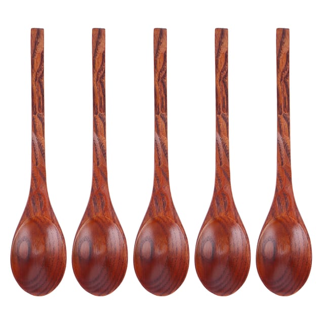 Set Mit 5 Japanischen Holzlöffeln Mit Langen Griffen, Suppenlöffel Für Küche Und Tisch