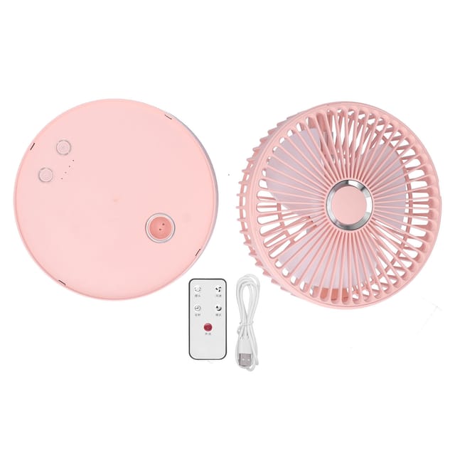 Zusammenklappbarer Und Teleskopierbarer Standventilator Mit 180° Neigbarem Kopf, Fernbedienung, 3 Geschwindigkeitsstufen + Sprühfunktion, Belüftung Für Büro Und Camping, Rosa