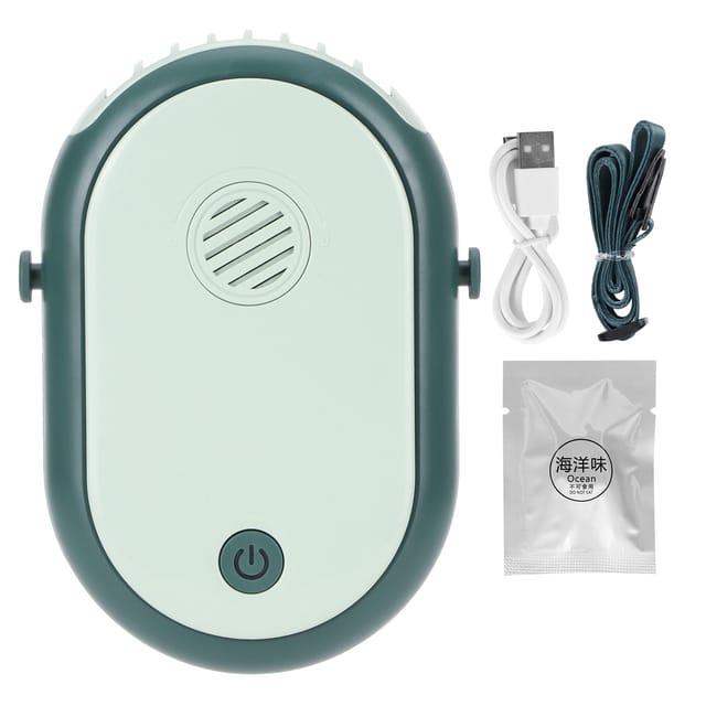 Tragbarer Elektrischer Nackenventilator Mit Aromatherapie, 3 Geschwindigkeitsstufen, Usb-aufladbar (grün)