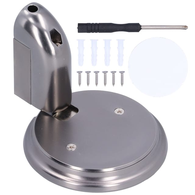 Türstopper Aus Schwarzer Zinklegierung (7,2 X 7,2 Cm) Mit Geräuscharmer, Windbeständiger Und Mechanischer Druckfunktion Für Zuhause Oder Büro. Inklusive Schrauben, Dübeln, Klebeband Und Schraubendrehe