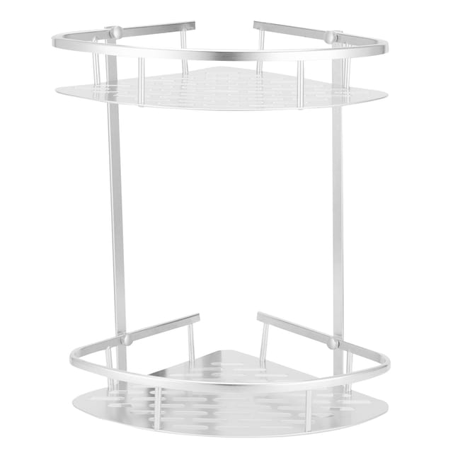 2-stöckiges Eckduschregal Aus Aluminium Zur Wandmontage Für Badezimmer, Küche, Studentenzimmer