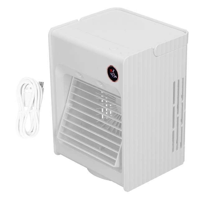 2-in-1 Oszillierender Nebelventilator Mit Luftbefeuchter, Led-anzeige, Usb-ladefunktion, Tischklimaanlage Für Zuhause, Weiß