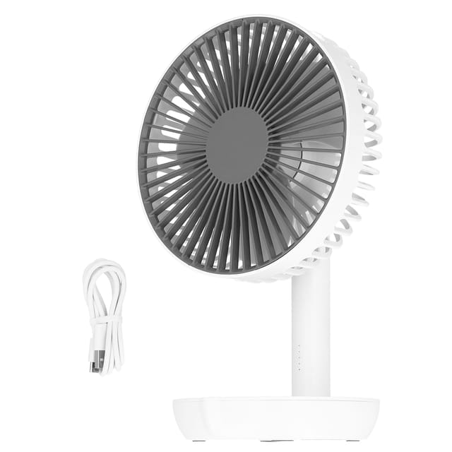 Wiederaufladbarer, Leiser Und Praktischer Usb-standventilator Mit Oszillationsfunktion Für Zuhause Oder Schule, Weiß